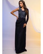 Readymade Purple Draped Designer Gown