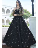 Readymade Black Sequined Jacket Style Gown