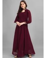 Maroon Readymade Georgette Gown