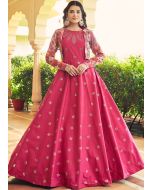 Pink Sequined Cotton Readyamde Gown With Jacket