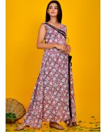 Readymade Maroon Block Printed Side Slit Kurta Set