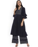 Black Bell Sleeved Gota Patti Embellished Kurta Set