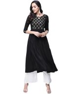 Black Gota Patti Embellished Long Kurta With Palazzo