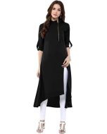 Readymade Black Asymmetric Side Slit Kurta Set