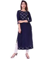 Navy Blue Gota Patti Laced Straight Cut Kurta Set