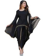 Black Asymmetric Flared Sleeved Kurti With Dhoti Pant