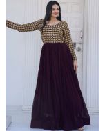 Purple Embroidered Readymade Gown