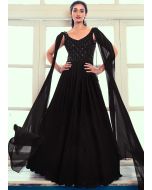 Black Readymade Embroidered Contemporary Style Gown