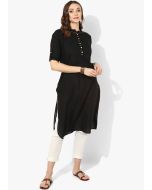 Black Readymade Rayon Long Kurta With Pant