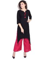 Readymade Black Asymmetric Long Kurta With Palazzo