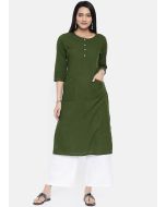 Green Rayon Straight Cut Readymade Kurta Palazzo Set