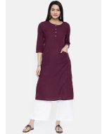 Readymade Magenta Straight Cut Kurta With Palazzo