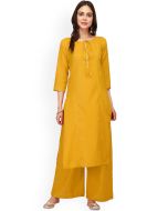 Yellow Readymade Gota Patti Laced Kurta Set