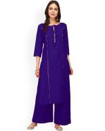 Readymade Blue Gota Patti Laced Kurta Palazzo Set