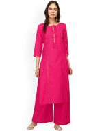 Pink Rayon Gota Patti Laced Kurta With Palazzo