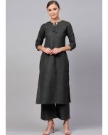 Black Readymade Straight Cut Kurta With Palazzo