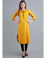 Yellow Rayon Readymade Straight Cut Kurta Set