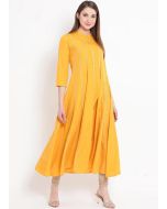 Yellow Gota Patti Laced Readymade Flared Kurta Set