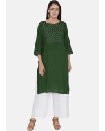 Readymade Green Embroidered Kurta With Palazzo