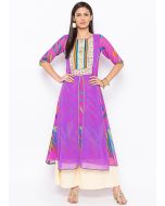 Pink and Purple Printed Twin Layered Kurta Palazzo Set