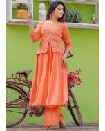 Orange Gota Patti Laced Jacket Style Kurta Palazzo Set