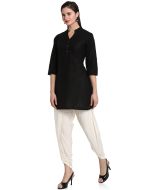 Black Readymade Cotton Kurti With Dhoti Pant