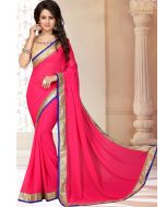 Georgette Pink Patch Border Saree