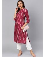 Magenta Printed Readymade Kurta Set