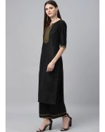 Readymade Black Rayon Kurta Palazzo Set