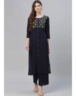 Readymade Blue Side Slit Kameez Palazzo Set