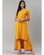 Yellow Gota Patti Embroidered Kurta Gharara Set