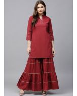 Maroon Gota Patti Laced Kurti With Gharara