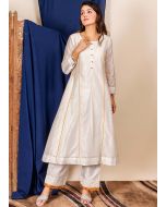 Readymade Anarkali Kameez Pant Set In Off White