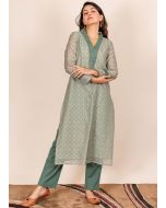 Readymade Printed Grey Kameez Pant Set