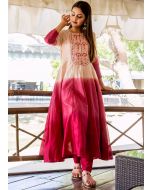 Readymade Red Anarkali Kameez Pant Set