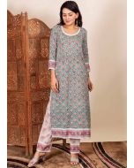 Readymade Green Block Printed Kameez Pant Set