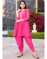 Pink Readymade Kameez With Dhoti Set