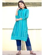 Readymade Blue Gota Work Kurta Set