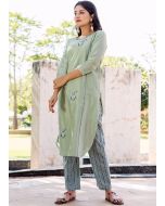 Green Embroidered Readymade Kurta Set