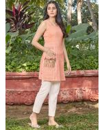 Orange Embroidered Readymade Kameez Pant Set