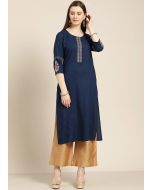 Navy Blue Readymade Rayon Kurta Palazzo Set