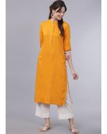 Yellow Readymade Kurta Palazzo Set In Rayon