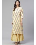 Readymade Yellow Cotton Kurta With Palazzo