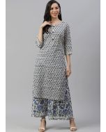 Readymade White Cotton Kurta Palazzo Set