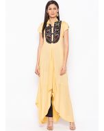 Yellow Embroidered Asymmetric Readymade Kurta Set