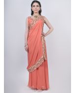 Orange Embroidered Top Palazzo With Dupatta