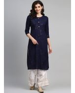 Readymade Blue Embroidered Kurta Set