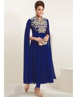 Blue Readymade Party Wear Cape Sleeved Kurta Set