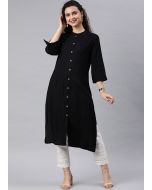 Readymade Black Plain Kurta Set