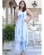 White Tie-Dye Printed Readymade Kurta Set